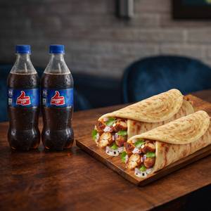 2 Chicken Tikka Rolls + 2 Thums Up [250 ml].