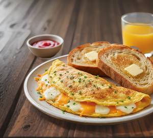 Cheese Omelette with Garlic Bread