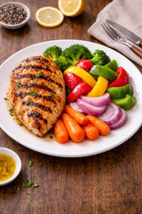 Grilled Chicken Brest  with Steamed Veggies
