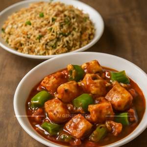 Chilli Paneer With Fried Rice