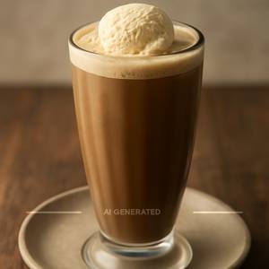 Cold coffee with vanilla ice cream