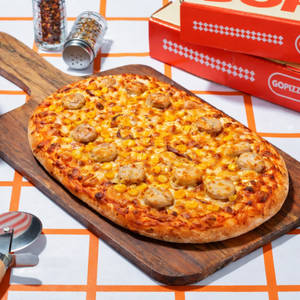 Chicken Sausage & Corn Pizza.