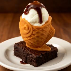 Brownie with Vanilla Ice Cream