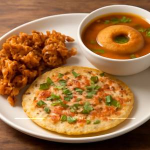 Bhajiye bhaje + Uttappa + Rassa vada                                                                                 