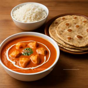 Matar Paneer With 4 Butter Tawa Roti, Plain Rice199