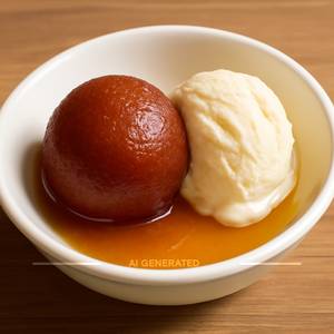 Gulab jamun with ice-cream