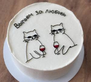 Cat Cheers Vanilla Cute Cake