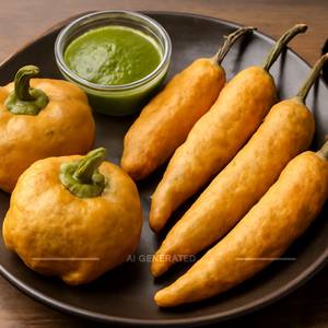 2 Capsicum Bajji & 3 Mirchi Bajji