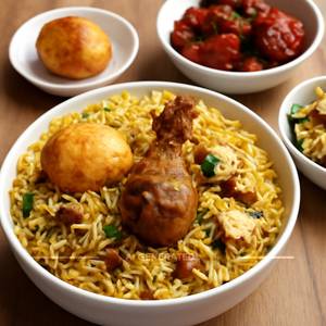 Bharat Special Biyani+Boiled Egg Fried+Chilli Chicken With Bone+ Paneer Mushroom Biryani