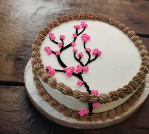 Chocolate Mousse Cream Flower Tree Design Cake