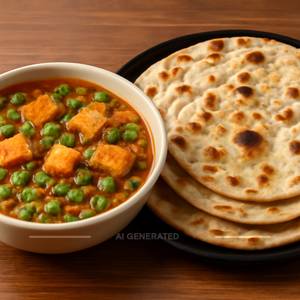 Matar Paneer Full + 6 Tandoori Butter Roti Combo