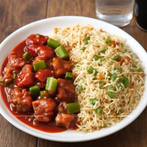 Chilli chicken  and  fried rice