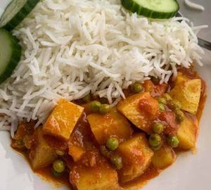 Aloo matar + jeera rice