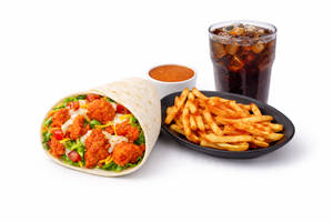 Chicken Peri Peri Wrap With Peri Peri Fries And Coke 300 ML Ml