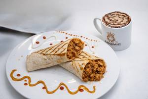 Aromic Special Chicken Wrap With Hot Chocolate