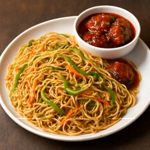 Veg Chowmein + Veg Manchurian