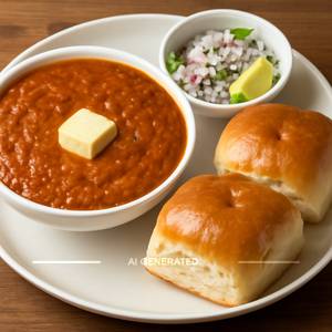 Pav Bhaji with Onion Salad 2 Pise Pav