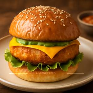 Aloo Tikki Cheese Burger