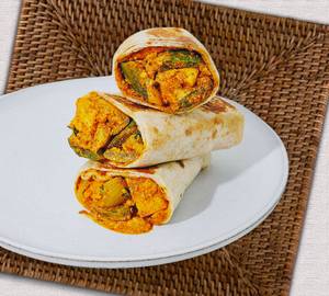 Paneer achari kathi roll