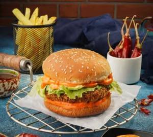 Veg Cheese Schezwan Burger
