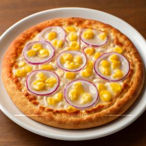 Cheese onion and corn pizza