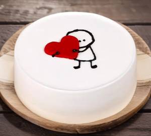 Cute Love Theme Red Velvet Cake