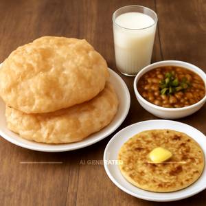 Chole Bhature [2 Bhature, 1 Chole ] With Sweet Lassi