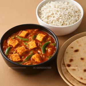 Kadai Paneer+Raita+Rice+ 2 Roti