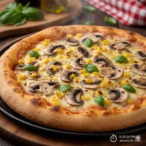 Mushroom And Corn Pizza