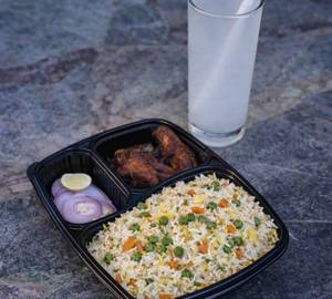 Chicken Fried Rice With Kebab+Lime Juice