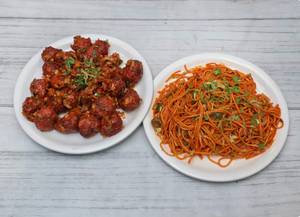 Veg Hakka Noodles [350 G] With Veg Manchurian Dry [350 G]