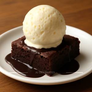 Brownie With Vanilla Ice Cream