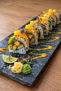 Avocado And Roasted Bell Pepper California Sushi