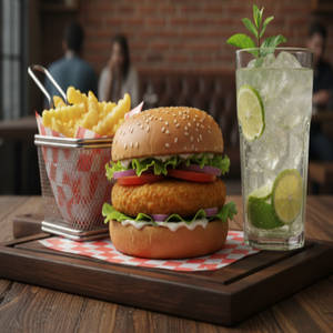 Patlu Burger+fries+fresh Lime Soda