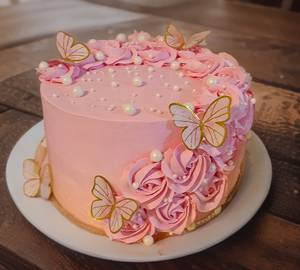 Pink Blueberry Butterfly Birthday Anniversary Cake