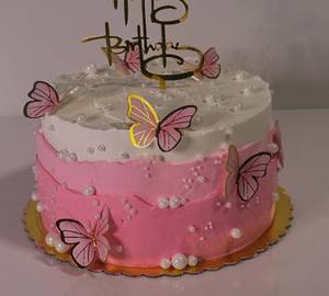 Colour Full Pink Design Butterfly Chocolate Cake