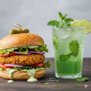 Veg  Burger + Lime Juice