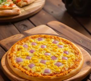 Onion + sweet corn pizza