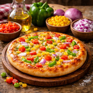 Loaded Veg Pizza Regular Topping Of (capsicum ,onion, Tomato & Corn)