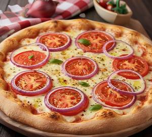 Onion and tomato pizza
