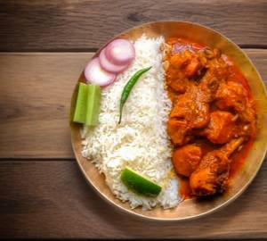 Chicken chukka gravy with whte rice