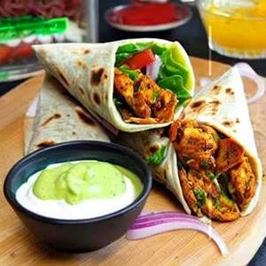 Spicy chicken shawarma wrap