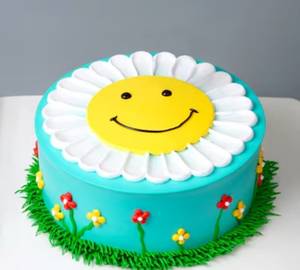Colour Full Cute Smiley Blueberry Flower Cake
