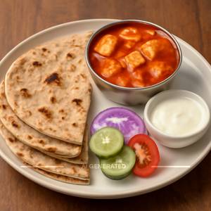 Roti (4 Pcs) + Paneer Masala + Salad + Curd                                                                                                    