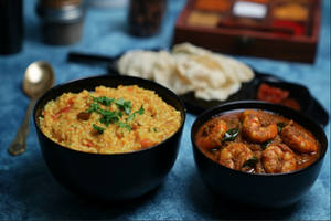 Rasam Rice With Prawn Thokku