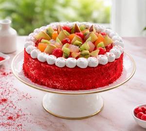 Eggless Red Velvet Fruit Cake