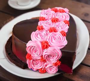 Special Floral Heart Shape Truffle Cake