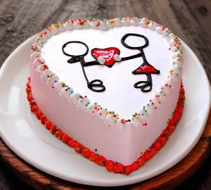 Love Vanilla Heart Shape Anniversary Cake