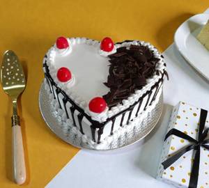 Black Forest Eggless Heart Shape Cake