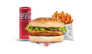 Chicken White Guy Burger Coke Meal